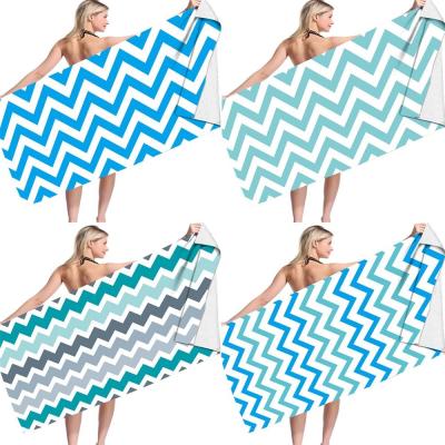 China Sustainable New Arrival Thick Blanket Printing Microfiber Custom Beach Towel for sale