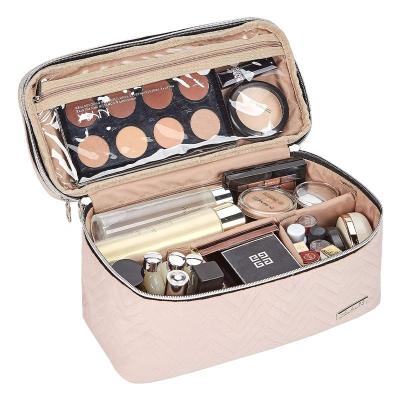 China High Quality Durable Double Layer Makeup Bag For Organizer Large Travel Makeup Case For Small Normal Cosmetics Makeup Bag for sale