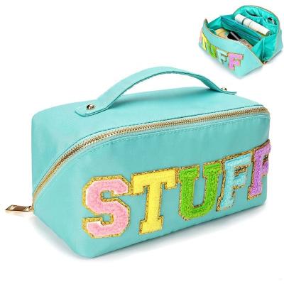 China Wholesale Durable Letter Cosmetic Bag Wholesale Durable Chenille Cosmetic Bag Fashion Design Fashion PU Leather Toiletry Bag For Women for sale