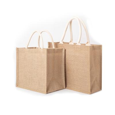 China Custom Reusable Jute Simple Tote Shopping Bag Logo Hessian Shopping Bag Eco Tote Bag White Burlap Reusable Eco-Friendly Wholesale for sale