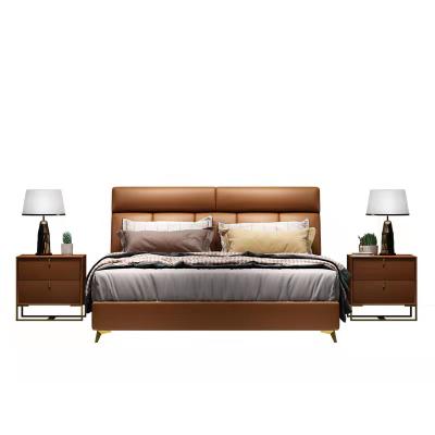 China Durable Elegant Leather Bed Luxury Bed Full Frame Modern Wholesale Manufacturers Upholstered Bed for sale