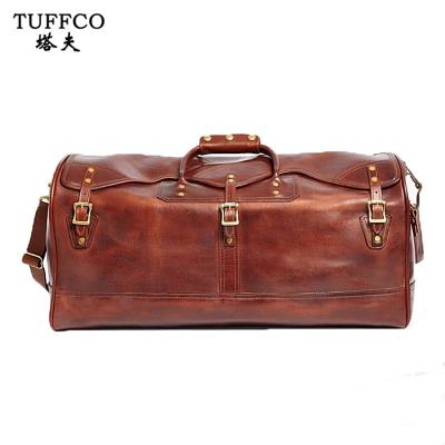 China Hot Selling Eco-Friendly Genuine Leather Leather Duffel Bag Vintage High Quality Mens Travel Leather Duffel Bag for sale