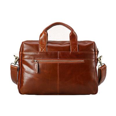 China 15 Inch Brown Vintage Leather Laptop Messenger Bag Men Computer Fashionable Travel Business Shoulder Satchel Handmade Waterproof Briefcases for sale