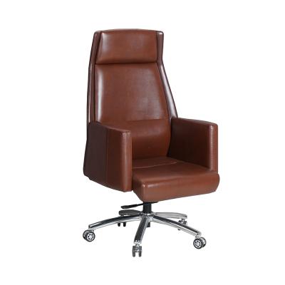 China Rotating Boss Smooth Leather Office Chair (Waist) High-Back Vintage Adjustable Simple Style for sale