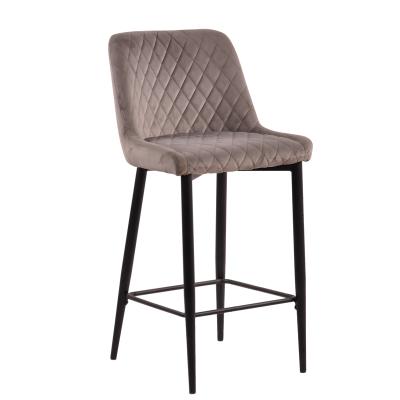 China European Wholesale Popular Cheap High Back Stools Armless Velvet Stable Seat Bar Chairs With Black Legs for sale