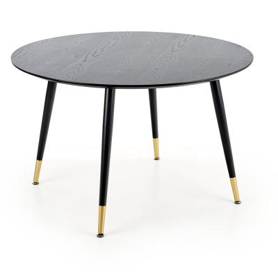 China Modern Design Stable Living Room Furniture Round Black Coffee Table With Four Black Golden Legs for sale