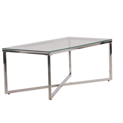 China Factory Factory Stainless Steel Legs Tempered Glass Steady Chinese Clear Square Top Side Coffee Table for sale