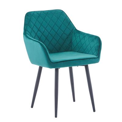 China Comfortable luxury nordic green fabric dining chair with metal tube legs for hotel restaurant dining room for sale