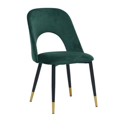 China Velvet Restaurant Furniture Metal Legs Modern Design Comfortable Home Dining Chair for sale