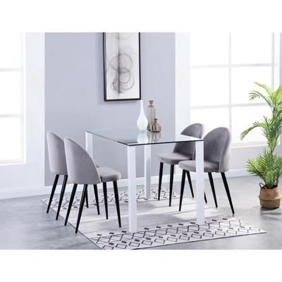 China Stable Modern Glossy Dining Table and Velvet High Chairs Set of 4 for Kitchen Small Space Occasional Chairs Rectangular Dinette Table for sale