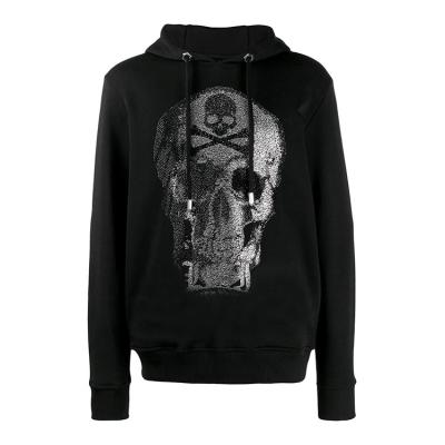 China Fashionable Autumn Custom Logo Skull Rhinestone Sweatshirts Winter Crewneck Hoodies xxxxl Black Viable Hoodies for sale