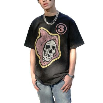 China 2022 Finch Garment Streetwear New Design Skull Mens T Shirts Anti Shrink Vintage Custom Graphic Printing T-shirt for sale