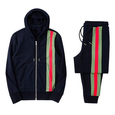 China Finch Garment Hoodie Tracksuit Set Breathable Custom Side Striped Wear Mens Jogging Zipper Training Tracksuit for sale