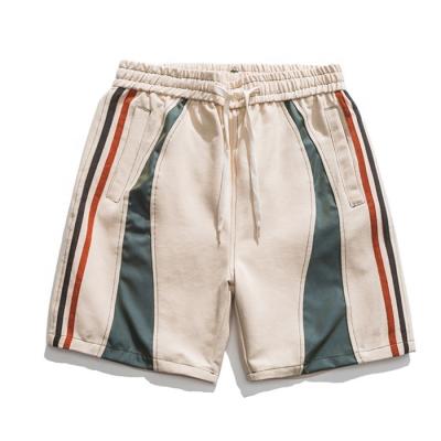 China wholesale Anti-wrinkle Finch Garment color block stripe shorts custom logo drawstring mens casual shorts for sale