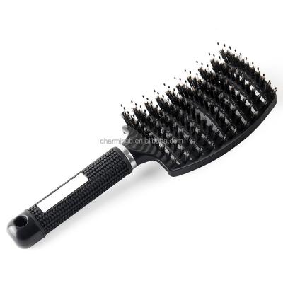 China Duct Boar Bristle Hair Brush Massager Waterproof Anti-static Heat Resistant Curved Detangling Combs for sale