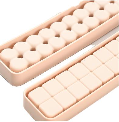 China Sustainable High Temperature Rectangle 4 Sizes Pink Mint Silicone Ice Cube Tray With Lid for sale