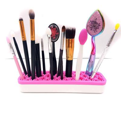 China Hot Sale Cosmetic Lady Accessories Make Up Brush Organizer Silicone Make Up Lady Customized Storage 12 Brush Holder Makeup Shape Box for sale