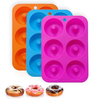 China Durable Silicone Donuts Baking Pan Donuts Bakinn Non-Stick Round Donut Molds Durable Kitchen Accessories For Cake Cookie Bagels for sale