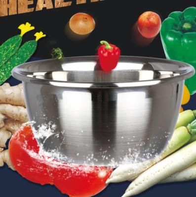 China Free Stocked Custom Logo Kitchen Mixing Bowl Thickened 304 Stainless Steel Basin for sale