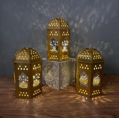 China 2022 Ramadan Gifts Eid Home Decoration Moroccan Led Light Lantern Mubarak Decorations for sale