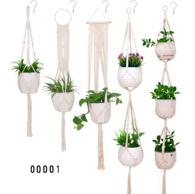 China Boho Cotton Rope Home Decor Macrame Plant Hangers Set Eco-Friendly Kit for sale