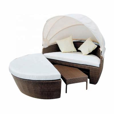 China Hot Sale Professional Eco-friendly OEM Factory UV-Protection Patio Furniture Waterproof Rattan Sofa Bed Set for sale