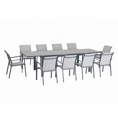 China OEM factory hot sale eco-friendly stylish outdoor aluminum patio extendable furniture dining set for sale