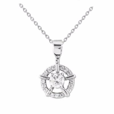 China Cute Star Good Quality Round Hollowed Out Brass 925 Silver Plated Micro Diamond Zircon Insert Pendant Necklace For Women for sale