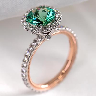 China FASHIONABLE Crystal Stone Ring Elegant Vintage Green Rose Gold Plated Women Jewelry Rings party for sale