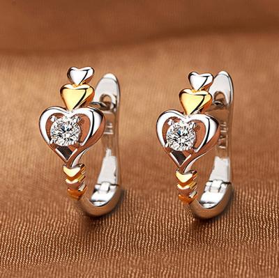 China Dainty Zircon Silver Lady's Dainty Zircon Silver Daily Lady's Dainty Romantic Sweet Gold Earring Fashion Circle Heart Stud Earring Fashion Circle Heart Earrings Women for sale