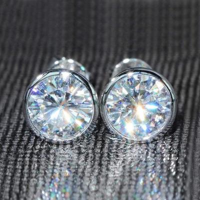 China TRENDY Earring Fine Diamond Shiny Round Lady Silver Women Girls Classic Daily Stud Earrings free shipping for sale