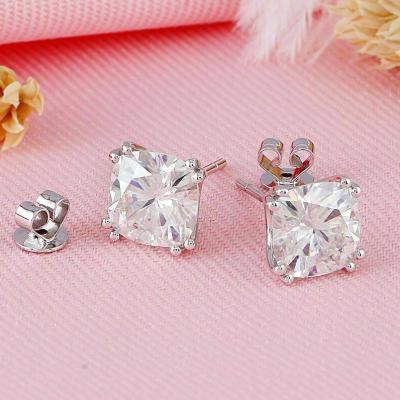 China Lady Silver Classic Women'S Fashionable Clear Simple Girls Jewelry Square Earring Stud Daily Tasty Earrings for sale