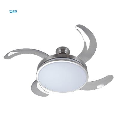 China Modern 4 Blade Modern Remote Control Retractable Ceiling Fan With Light 220v for sale