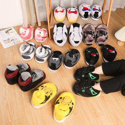 China Plush Tiktok Coconut Cotton Slippers Back to Future Cotton Shoes Aj1 Black and Bright Red Spoof Warm Home Cotton Slippers Wholes for sale