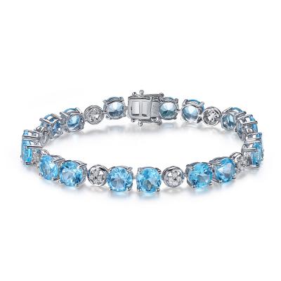 China CLASSIC Luxury Custom Personalized Natural Blue Topaz 925 Sterling Silver Dainty Bracelet Women Jewelry for sale