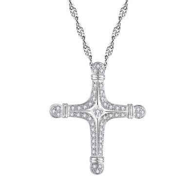 China Sterling Sliver Diamond Necklace jewelry 925 classic sexy cross pendant women chain girl tennis party sparkle fashion jewelry for sale