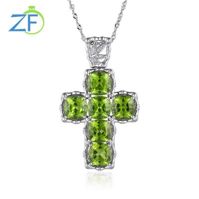 China CLASSIC Hot Selling Natural Peridot Gemstone Accessories Necklace Jewelry 925 Sterling Silver Fine Ladies Necklace For Women for sale