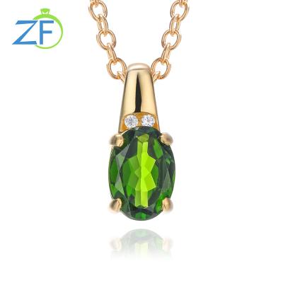 China Customized Oval Chrome Jewelry 925 Sterling Silver CLASSIC Natural Diopside Pendant Necklace For Women for sale