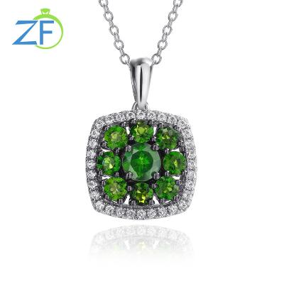 China CLASSIC High Quality Natural Diopside Chain Necklace Women Jewelry Chrome Gemstone Pendant 925 Sterling Silver for sale