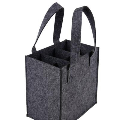 China New 2021 Recyclable Design Felt Wine Bag Felt Wine Tote Bag Customized Felt Red Wine Bag With Hnadle for sale