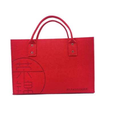 China Factory Sale Chinese Red Folding Felt Tote Bag Felt Shopping Bag Luxury Handbags For Women for sale