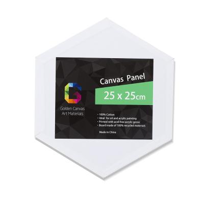 China Painting 6 Pcs/PK 25 * 25 Panel Hot Selling OEM Art Supplies Hexagon Shaped Canvas Panels Sizes For Oil Painting for sale