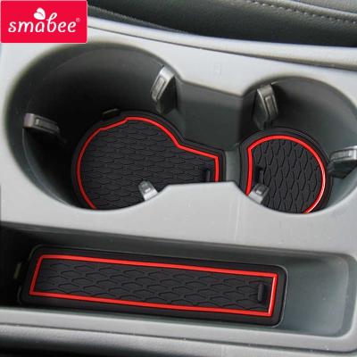 China Mug Mat For Audi A4 B8 2008 | 2015 RS4 S4 S PVC Door Slot Line RS Rubber Car Sticker 4 Cup Non-slip Pad Holder Coaster Accessories for sale