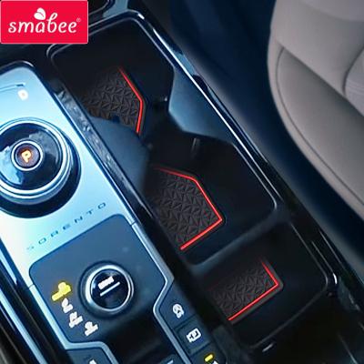 China Waterproof/Durable SMABEE Door Slot Cup Anti-Slip Mat For Kia Sorento 2020 2021 Car Interior Accessories Door Mat Pad Rubber Non-slip Cup Holders for sale