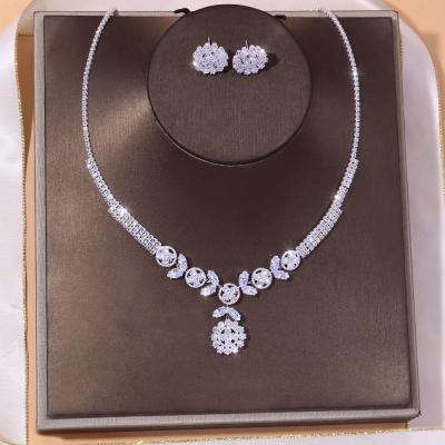 China Fashion SHT622 CLASSIC Bridal Jewelry Set Women Flower Cubic Zircon Jewelry Set Wedding Jewelry Sets for sale