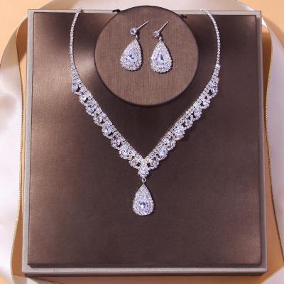 China Fashion SHT258 Fashion Bridal Teardrop Jewelry Set Cubic Zircon Jewelry Set Women Wedding Jewelry Sets for sale