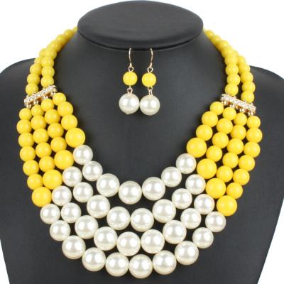 China T6530 BOHEMIA Fashion Elegant Pearl Jewelry Set Pearl Necklace Earring Set Pearl Wedding Jewelry Set for sale