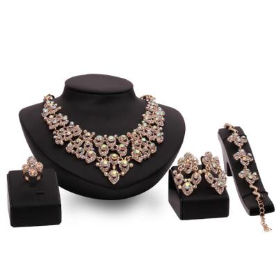 China FASHIONABLE High Quality Rhinestone Gold Jewelry Set Elegant Jewelry Set Indian Wedding Jewelry Set X4273 for sale