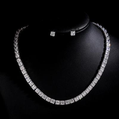 China CLASSIC Good Quality Cubic Zirconia Jewelry Set Square Cubic Zirconia Necklace Earrings Set Bridal Wedding Jewelry Set WNS04 for sale