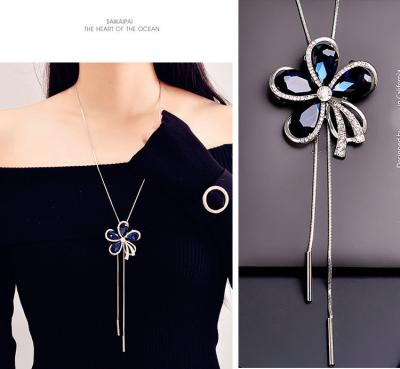 China FN09 CLASSIC High Quality Rhinestones Flower Long Chain Necklaces Pendant Necklace Jewelry for sale